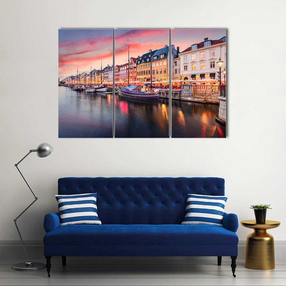 Nyhavn Canal Denmark Canvas Wall Art-3 Horizontal-Gallery Wrap-37" x 24"-Tiaracle