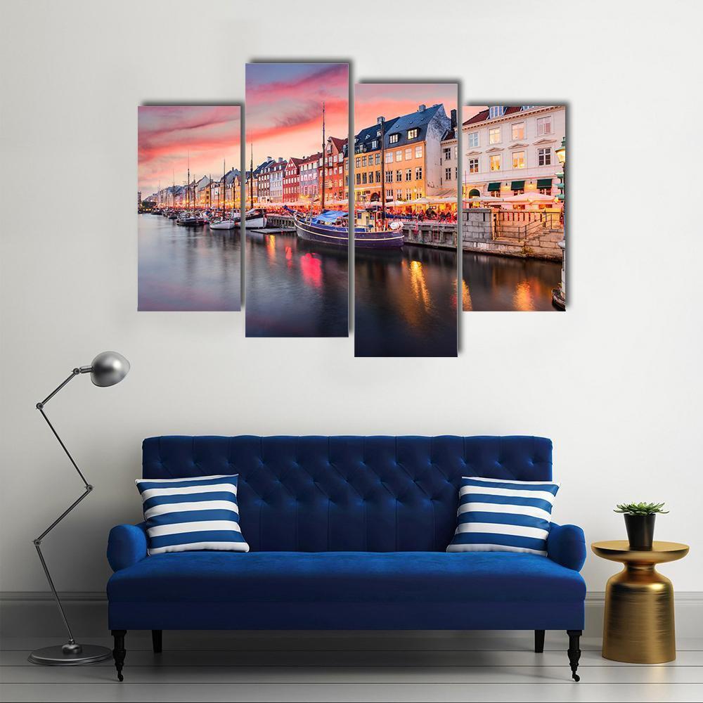 Nyhavn Canal Denmark Canvas Wall Art-4 Pop-Gallery Wrap-50" x 32"-Tiaracle