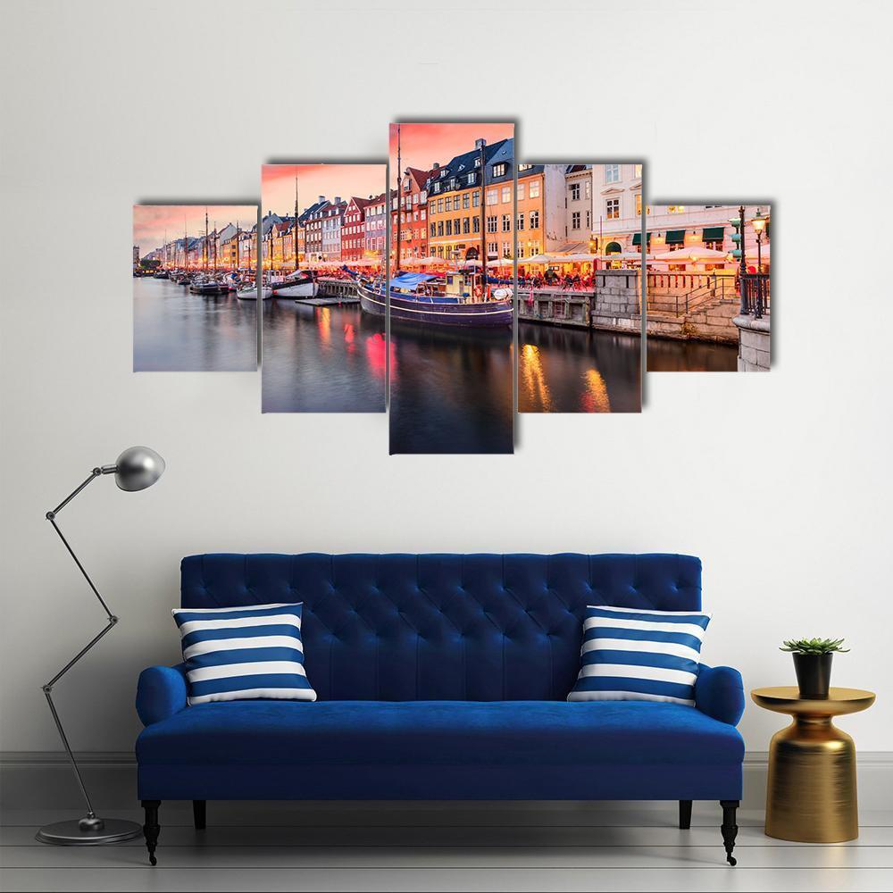 Nyhavn Canal Denmark Canvas Wall Art-5 Star-Gallery Wrap-62" x 32"-Tiaracle