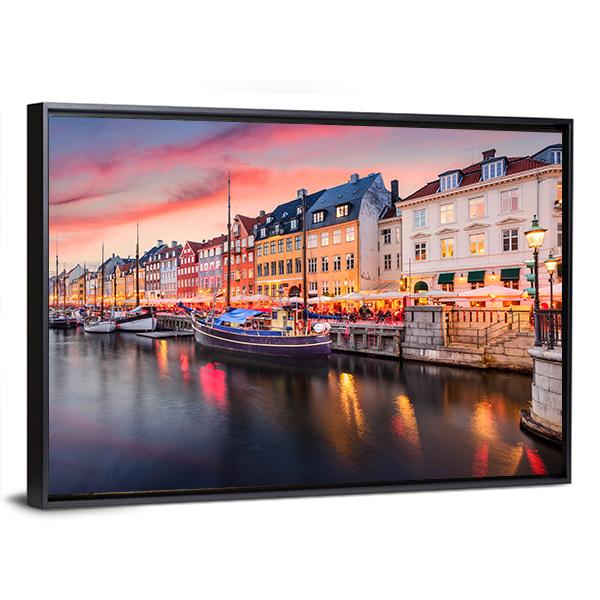 Nyhavn Canal Denmark Canvas Wall Art-3 Horizontal-Gallery Wrap-25" x 16"-Tiaracle