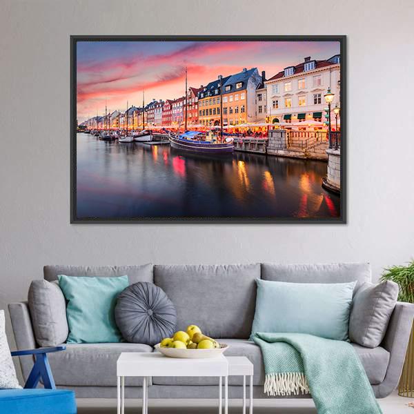 Nyhavn Canal Denmark Canvas Wall Art-3 Horizontal-Gallery Wrap-25" x 16"-Tiaracle