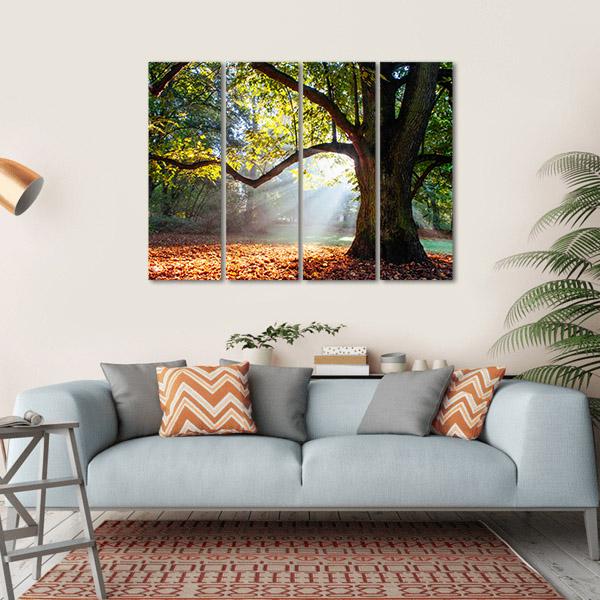 Mighty Oak Tree Canvas Wall Art-4 Horizontal-Gallery Wrap-34" x 24"-Tiaracle