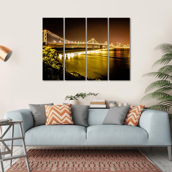 Oakland Bay Bridge Canvas Wall Art-4 Horizontal-Gallery Wrap-34" x 24"-Tiaracle