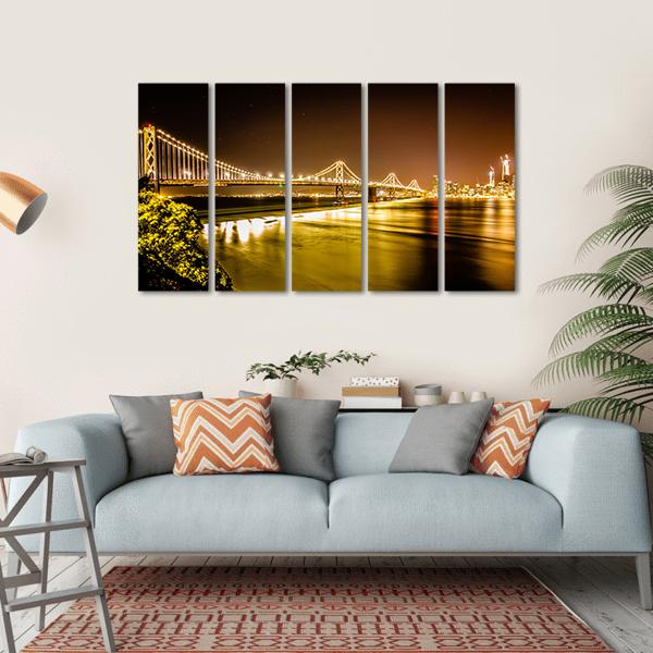 Oakland Bay Bridge Canvas Wall Art-5 Horizontal-Gallery Wrap-22" x 12"-Tiaracle