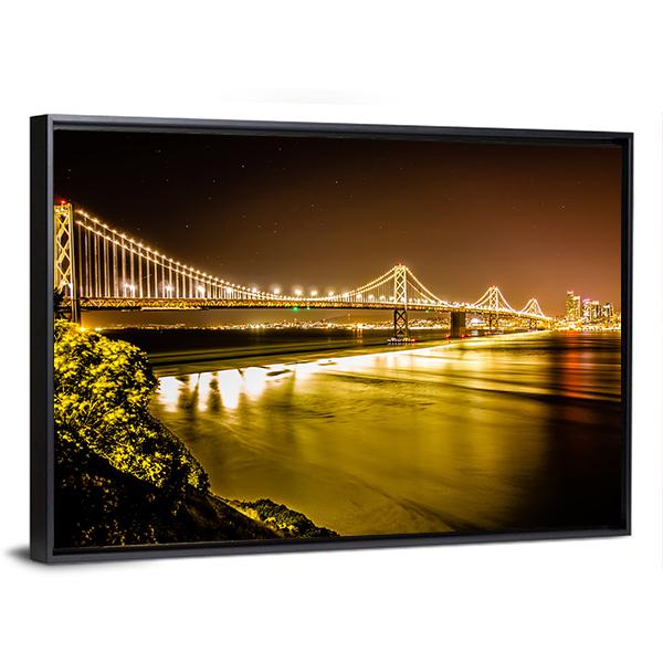 Oakland Bay Bridge Canvas Wall Art-3 Horizontal-Gallery Wrap-25" x 16"-Tiaracle