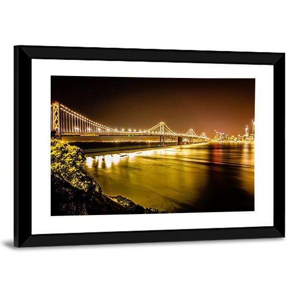 Oakland Bay Bridge Canvas Wall Art-3 Horizontal-Gallery Wrap-25" x 16"-Tiaracle