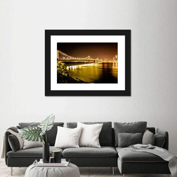 Oakland Bay Bridge Canvas Wall Art-3 Horizontal-Gallery Wrap-25" x 16"-Tiaracle