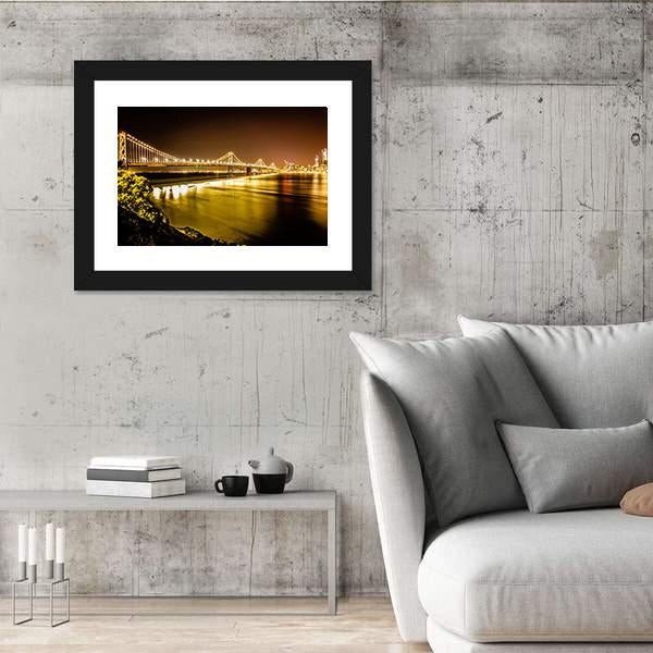 Oakland Bay Bridge Canvas Wall Art-3 Horizontal-Gallery Wrap-25" x 16"-Tiaracle
