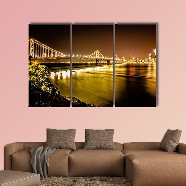 Oakland Bay Bridge Canvas Wall Art-3 Horizontal-Gallery Wrap-25" x 16"-Tiaracle
