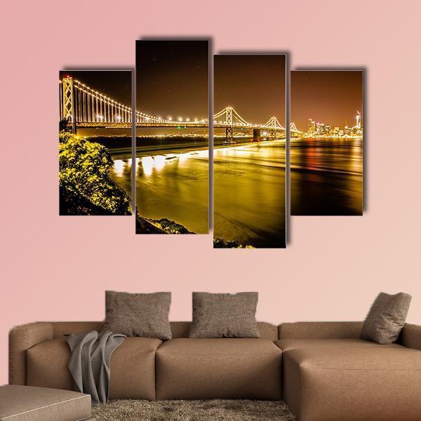 Oakland Bay Bridge Canvas Wall Art-4 Pop-Gallery Wrap-50" x 32"-Tiaracle