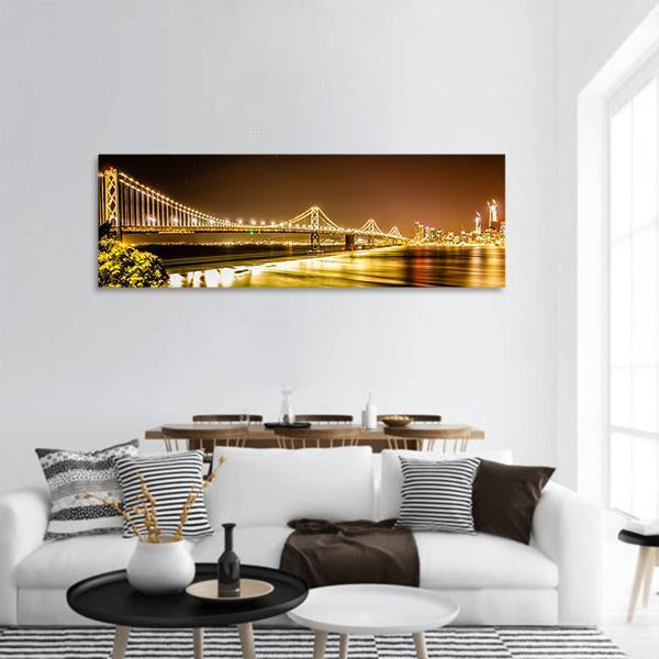 Oakland Bay Bridge Panoramic Canvas Wall Art-1 Piece-36" x 12"-Tiaracle