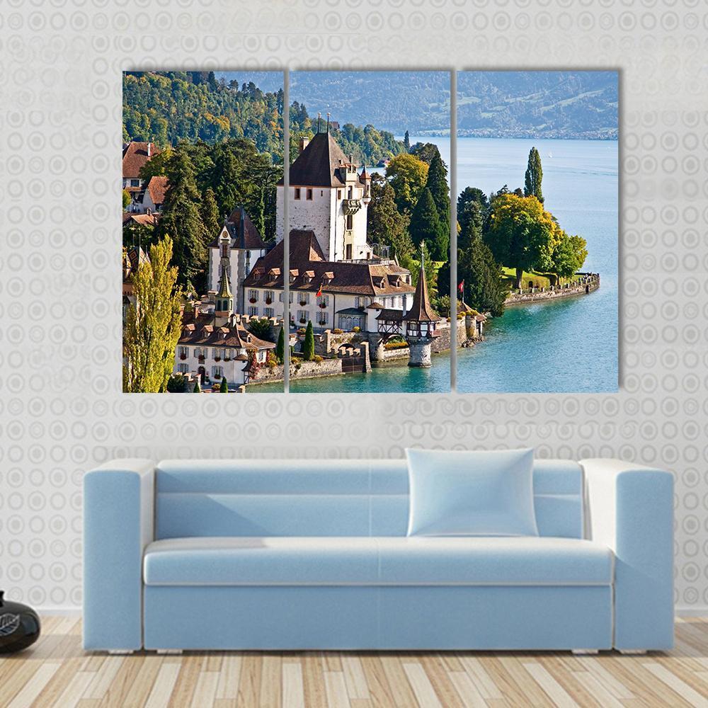 Oberhofen Castle Switzerland Canvas Wall Art-3 Horizontal-Gallery Wrap-37" x 24"-Tiaracle