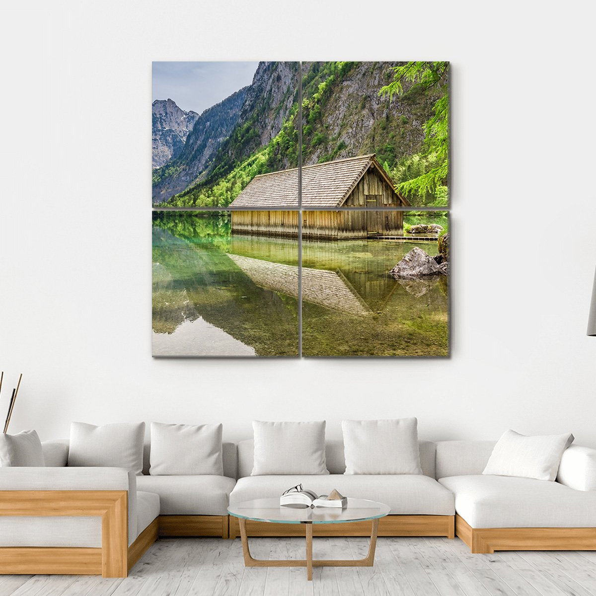 Obersee Lake At Spring Canvas Wall Art-4 Square-Gallery Wrap-17" x 17"-Tiaracle