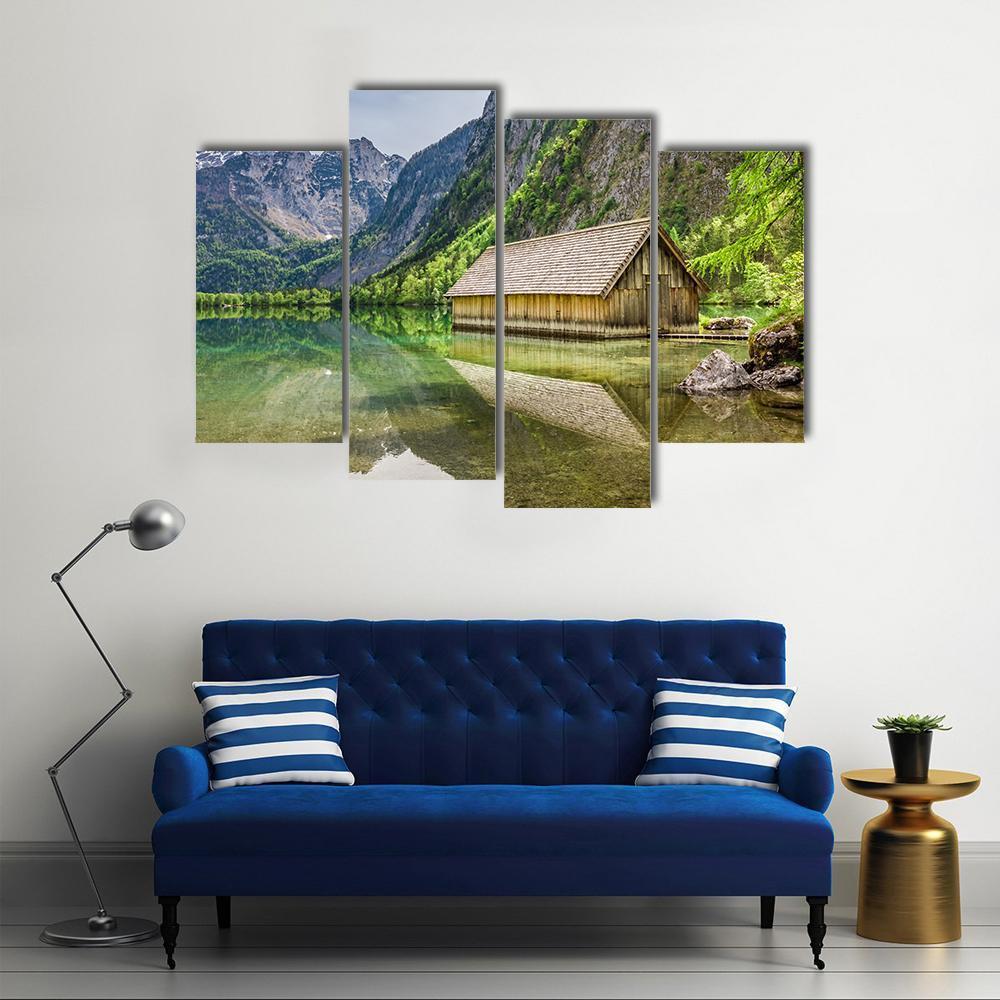 Obersee Lake At Spring Canvas Wall Art-4 Pop-Gallery Wrap-50" x 32"-Tiaracle