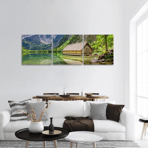 Obersee Lake At Spring Panoramic Canvas Wall Art-3 Piece-25" x 08"-Tiaracle