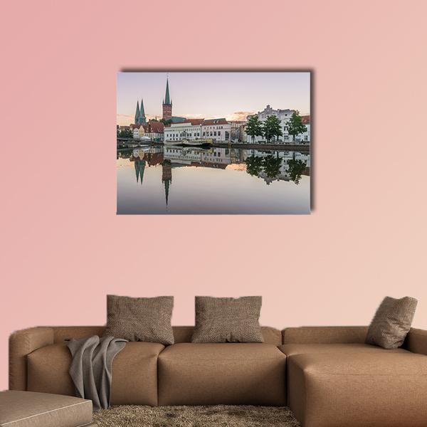 Obertrave In Lubeck Canvas Wall Art-4 Pop-Gallery Wrap-50" x 32"-Tiaracle