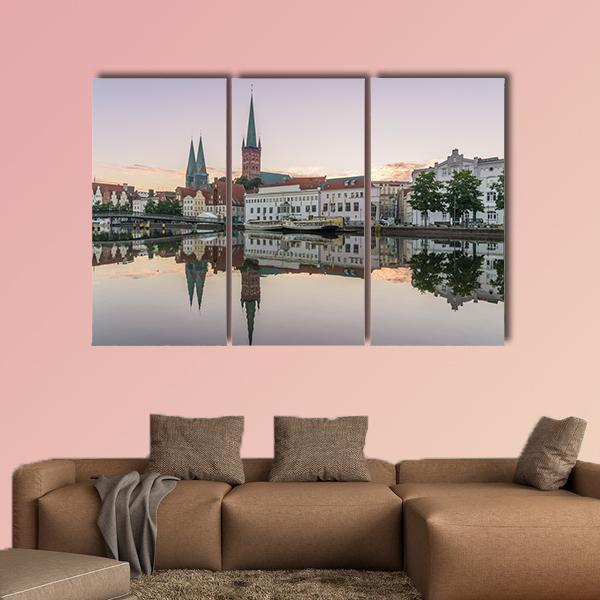 Obertrave In Lubeck Canvas Wall Art-3 Horizontal-Gallery Wrap-25" x 16"-Tiaracle