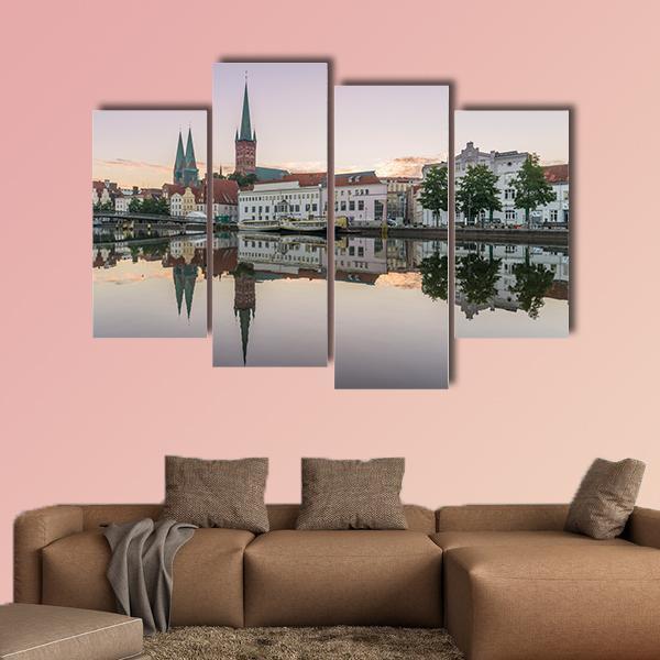 Obertrave In Lubeck Canvas Wall Art-4 Pop-Gallery Wrap-50" x 32"-Tiaracle