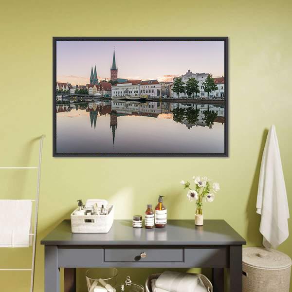 Obertrave In Lubeck Canvas Wall Art-1 Piece-Floating Frame-24" x 16"-Tiaracle
