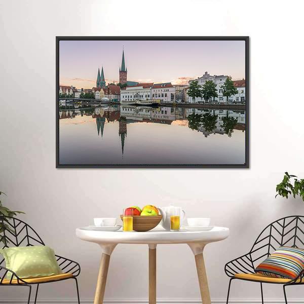Obertrave In Lubeck Canvas Wall Art-3 Horizontal-Gallery Wrap-25" x 16"-Tiaracle