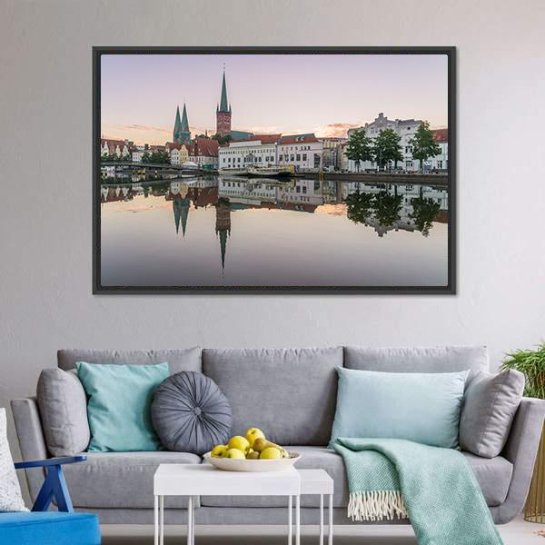 Obertrave In Lubeck Canvas Wall Art-3 Horizontal-Gallery Wrap-25" x 16"-Tiaracle