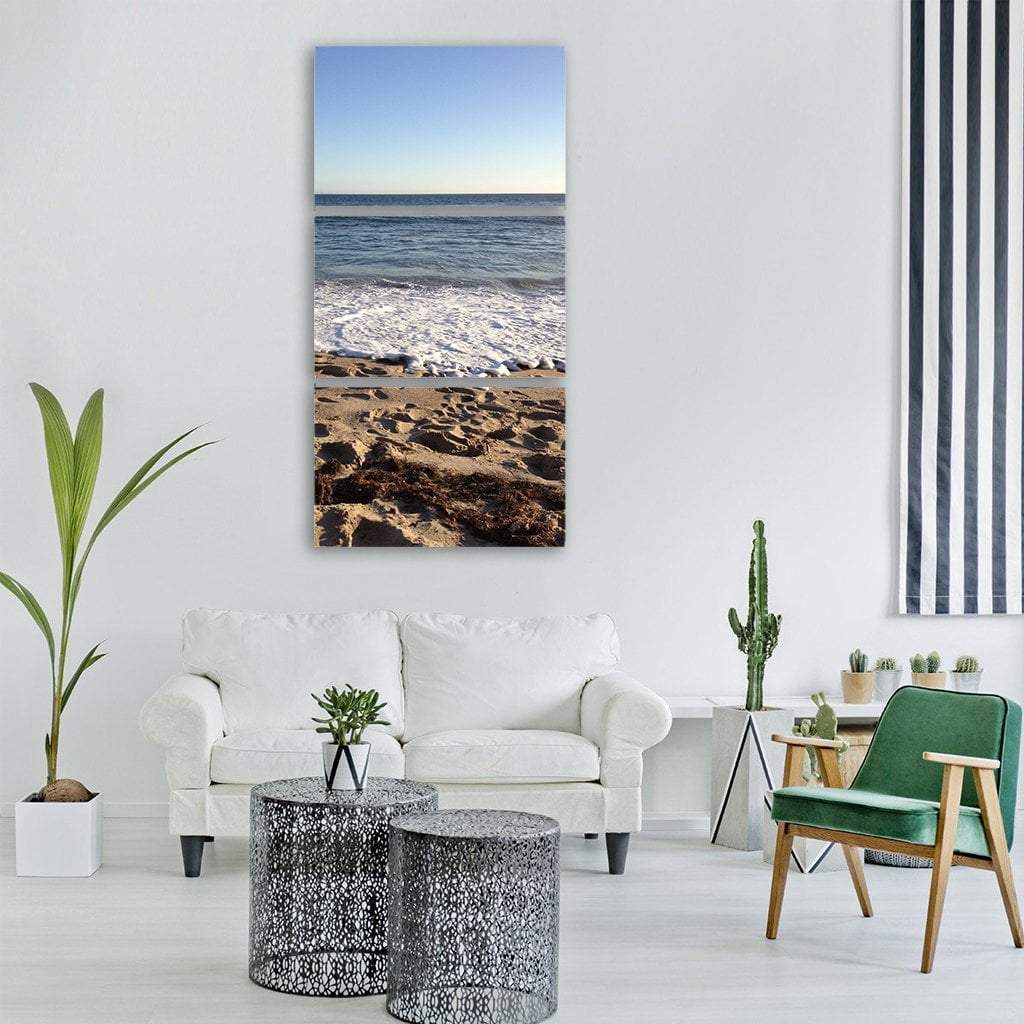 Ocean Beach In Summer Vertical Canvas Wall Art-3 Vertical-Gallery Wrap-12" x 25"-Tiaracle