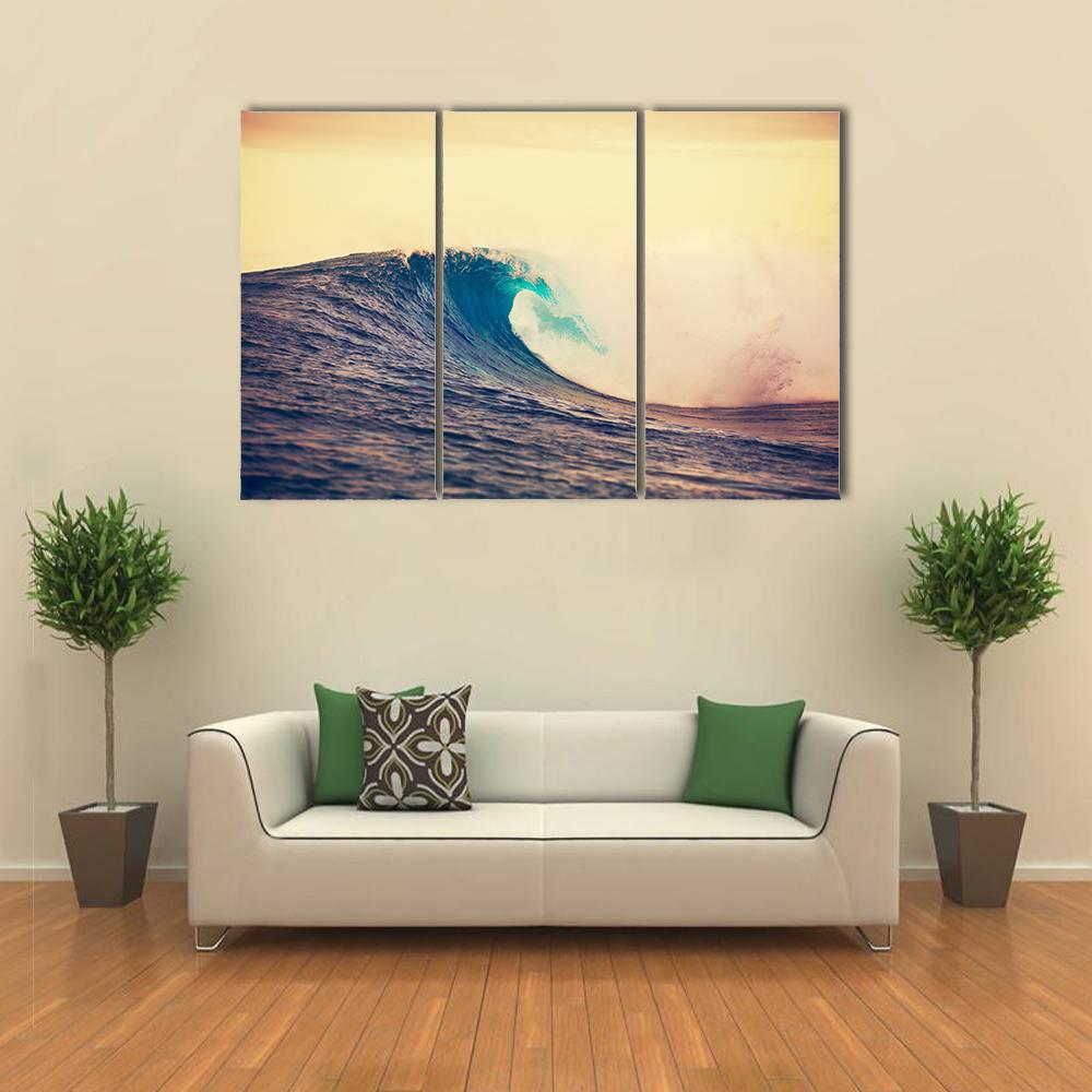 Amazing Ocean Wave Canvas Wall Art-3 Horizontal-Gallery Wrap-37" x 24"-Tiaracle