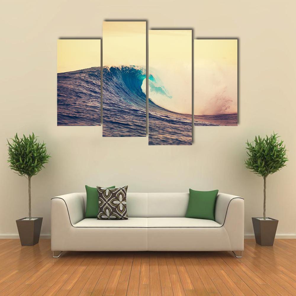 Amazing Ocean Wave Canvas Wall Art-4 Pop-Gallery Wrap-50" x 32"-Tiaracle