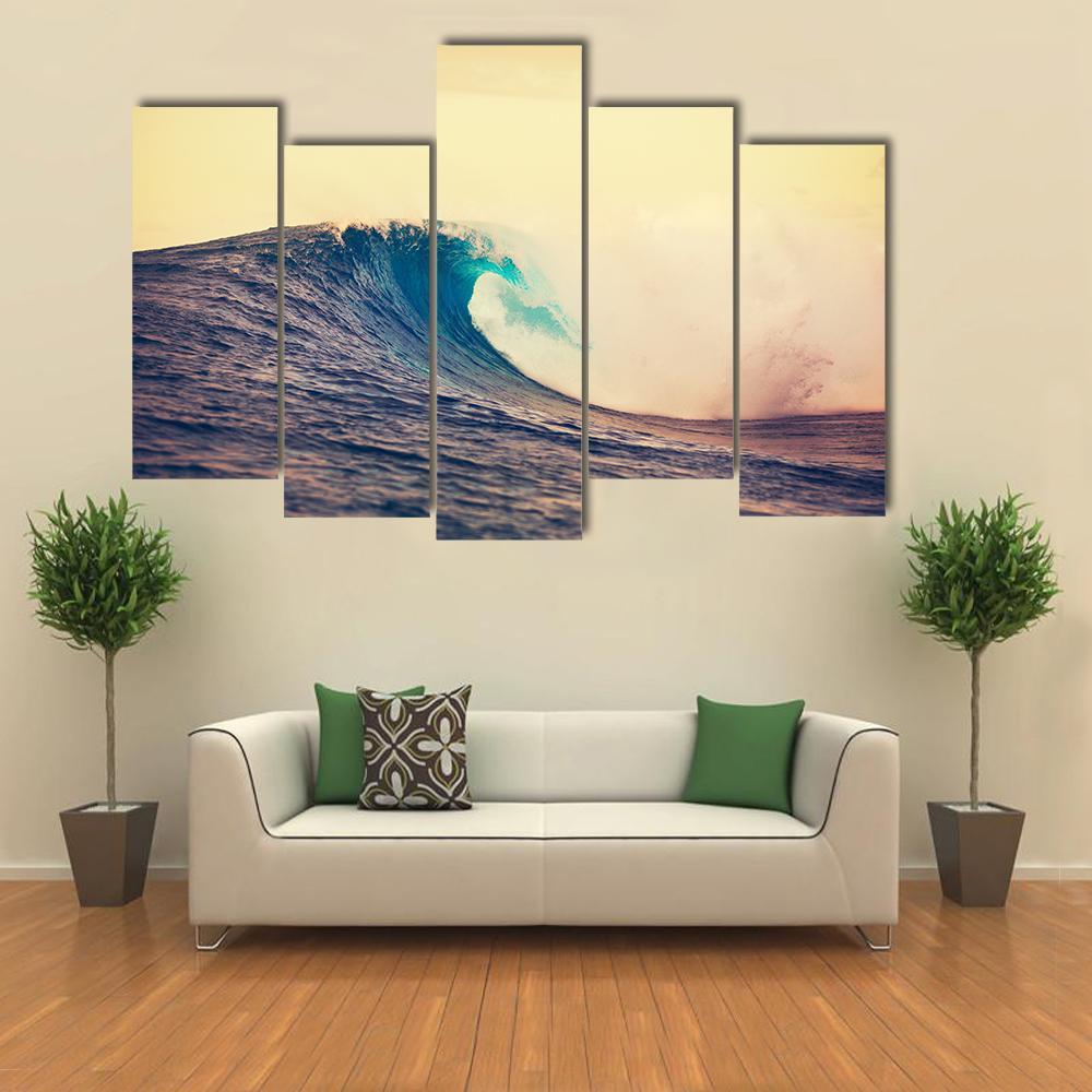 Amazing Ocean Wave Canvas Wall Art-5 Pop-Gallery Wrap-47" x 32"-Tiaracle
