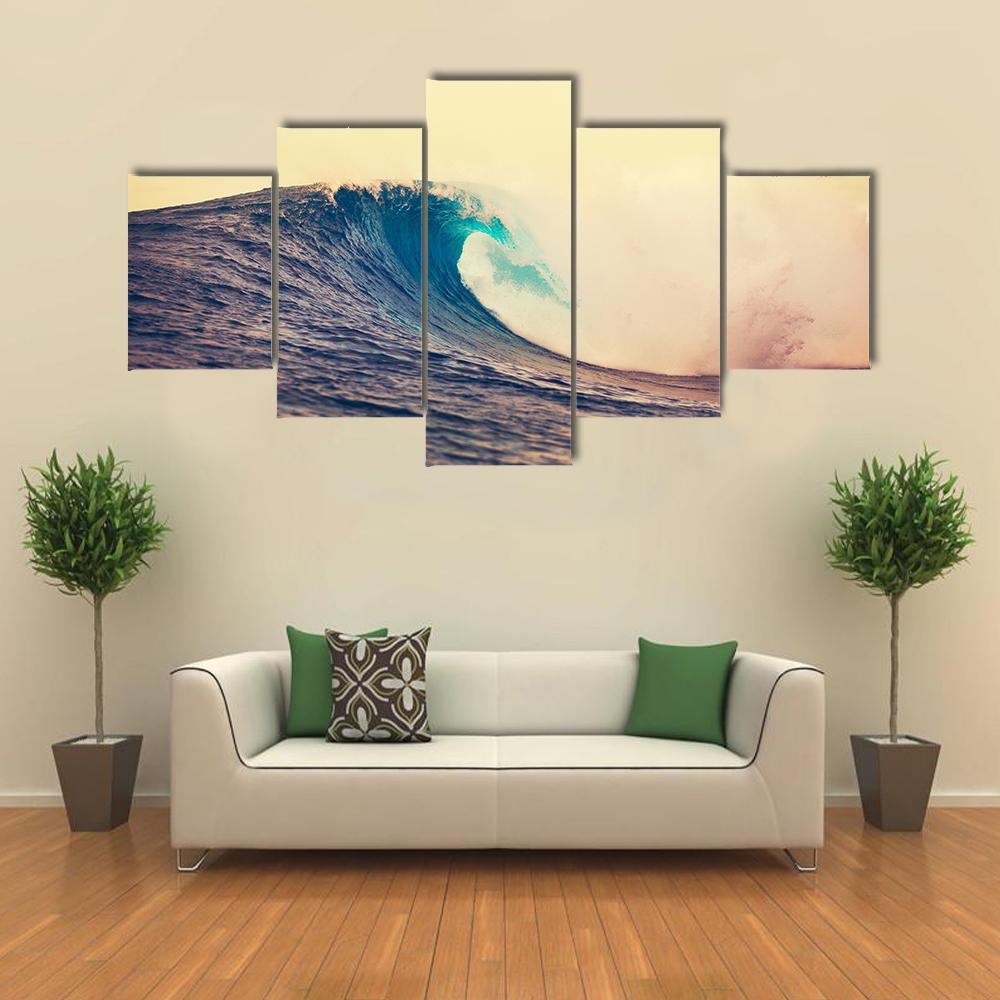 Amazing Ocean Wave Canvas Wall Art-5 Star-Gallery Wrap-62" x 32"-Tiaracle