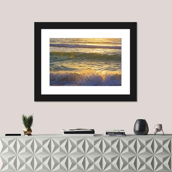 Ocean Waves At Miami Beach Canvas Wall Art-1 Piece-Framed Print-20" x 16"-Tiaracle