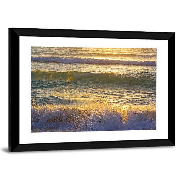 Ocean Waves At Miami Beach Canvas Wall Art-3 Horizontal-Gallery Wrap-25" x 16"-Tiaracle