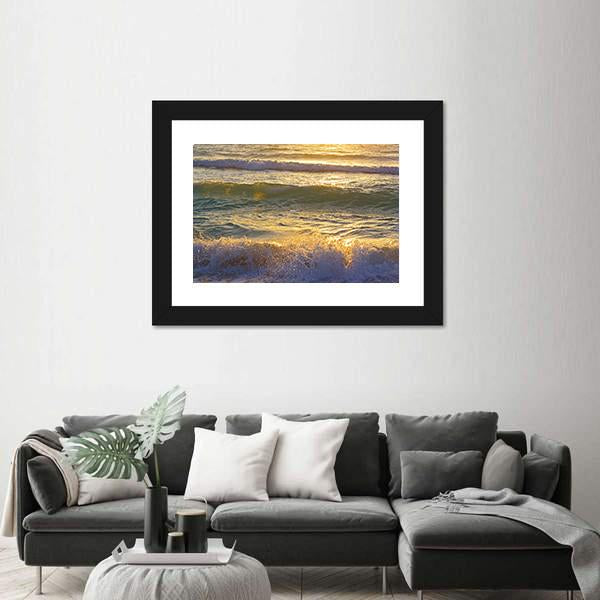 Ocean Waves At Miami Beach Canvas Wall Art-3 Horizontal-Gallery Wrap-25" x 16"-Tiaracle