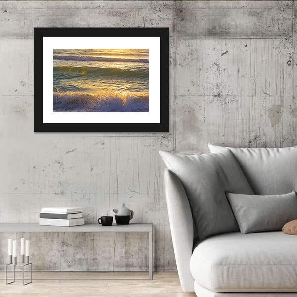 Ocean Waves At Miami Beach Canvas Wall Art-3 Horizontal-Gallery Wrap-25" x 16"-Tiaracle