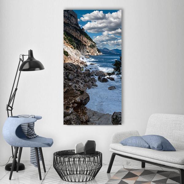 Ocean Waves On Sea Beach Vertical Canvas Wall Art-1 Vertical-Gallery Wrap-12" x 24"-Tiaracle