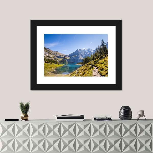 Oeschinen Lake Canvas Wall Art-1 Piece-Framed Print-20" x 16"-Tiaracle