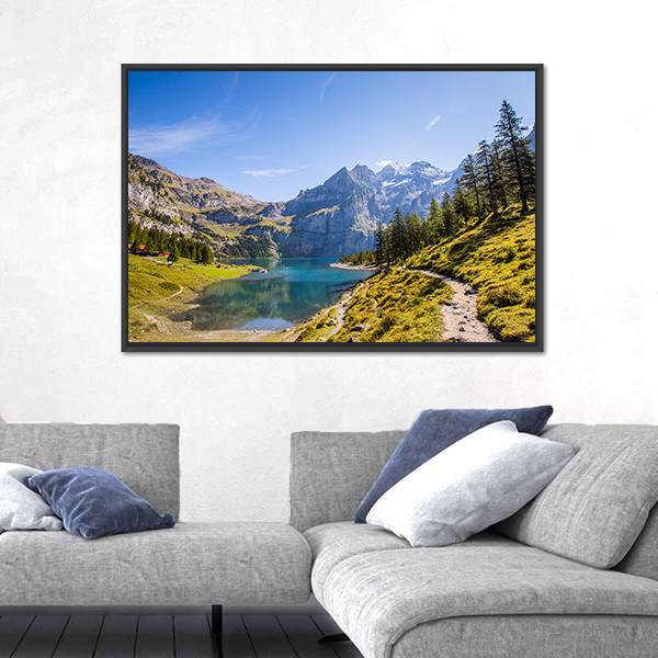 Oeschinen Lake Canvas Wall Art-3 Horizontal-Gallery Wrap-25" x 16"-Tiaracle