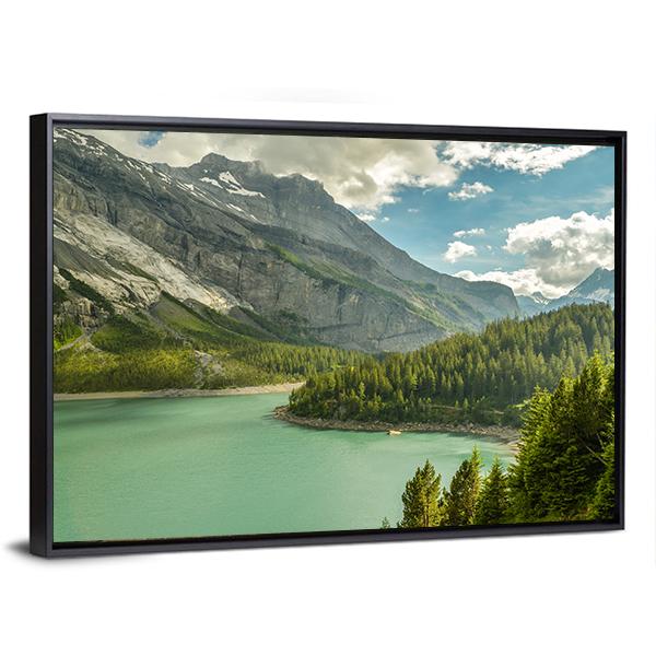Oeschinen Lake In Swiss Alps Canvas Wall Art-3 Horizontal-Gallery Wrap-25" x 16"-Tiaracle