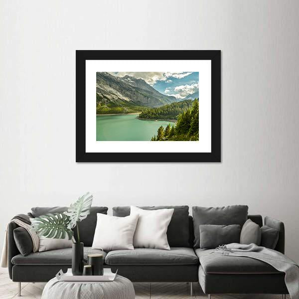 Oeschinen Lake In Swiss Alps Canvas Wall Art-3 Horizontal-Gallery Wrap-25" x 16"-Tiaracle