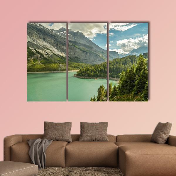 Oeschinen Lake In Swiss Alps Canvas Wall Art-3 Horizontal-Gallery Wrap-37" x 24"-Tiaracle