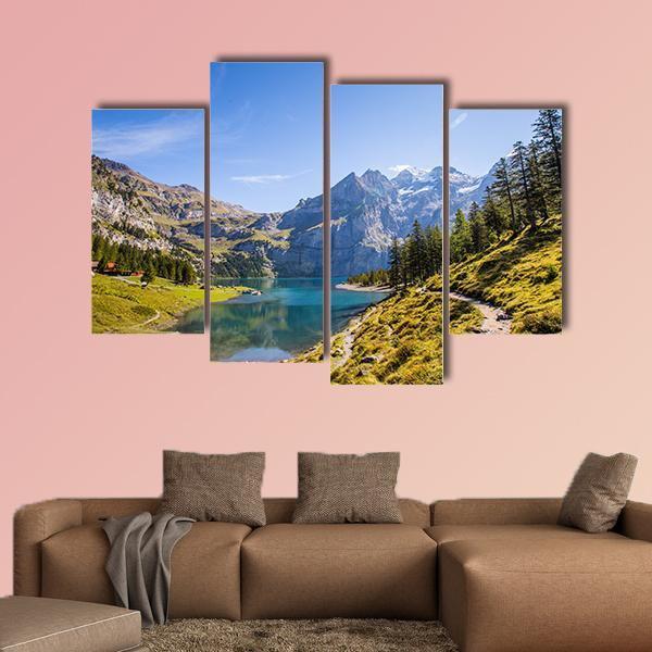 Oeschinen Lake Canvas Wall Art-4 Pop-Gallery Wrap-50" x 32"-Tiaracle