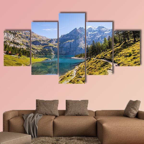 Oeschinen Lake Canvas Wall Art-5 Star-Gallery Wrap-62" x 32"-Tiaracle