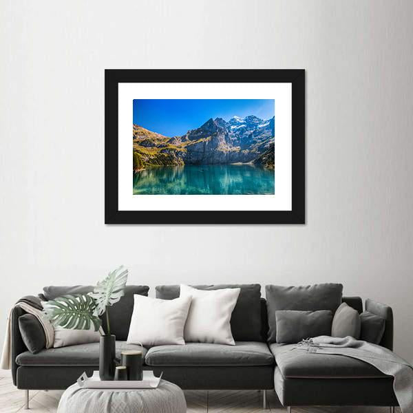 Oeschinen Lake Switzerland Canvas Wall Art-1 Piece-Framed Print-20" x 16"-Tiaracle
