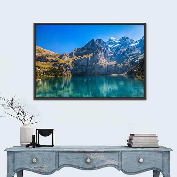 Oeschinen Lake Switzerland Canvas Wall Art-3 Horizontal-Gallery Wrap-25" x 16"-Tiaracle