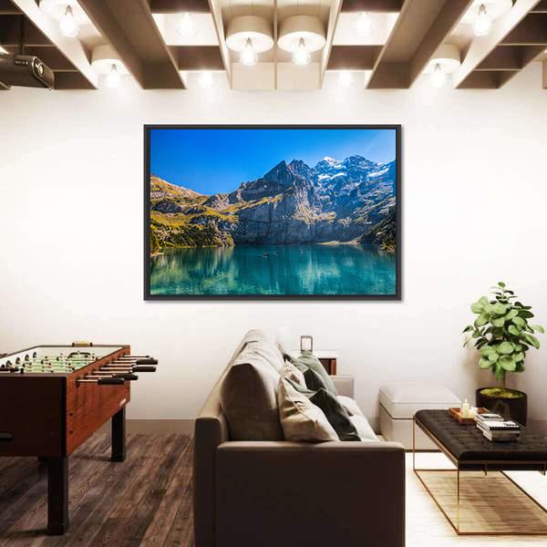 Oeschinen Lake Switzerland Canvas Wall Art-3 Horizontal-Gallery Wrap-25" x 16"-Tiaracle