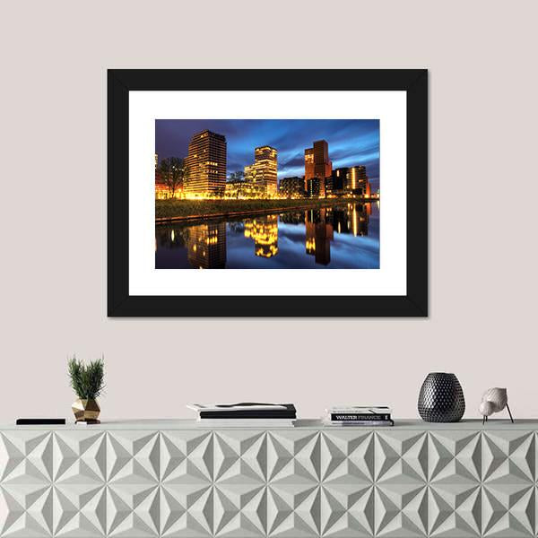 Office Buildings Amsterdam Canvas Wall Art-1 Piece-Framed Print-20" x 16"-Tiaracle