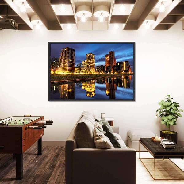 Office Buildings Amsterdam Canvas Wall Art-3 Horizontal-Gallery Wrap-25" x 16"-Tiaracle