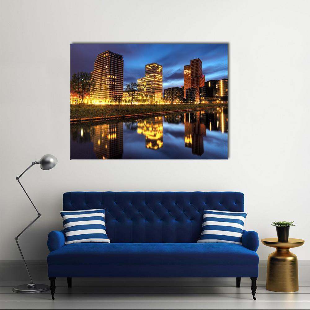 Office Buildings Amsterdam Canvas Wall Art-1 Piece-Gallery Wrap-48" x 32"-Tiaracle