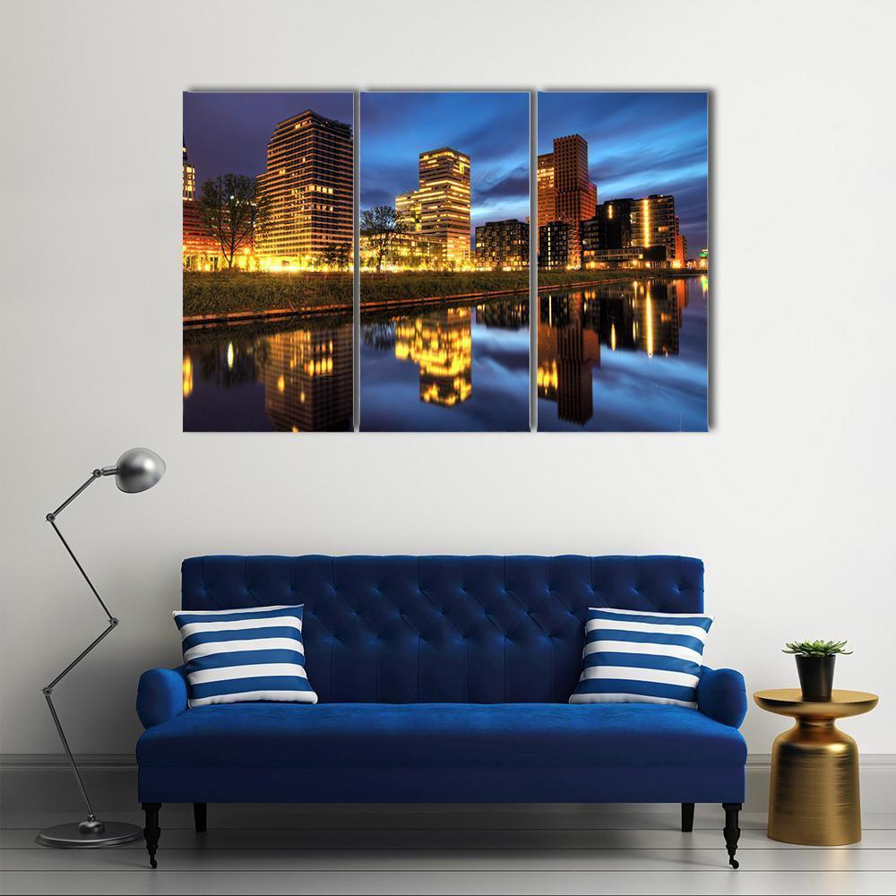Office Buildings Amsterdam Canvas Wall Art-3 Horizontal-Gallery Wrap-37" x 24"-Tiaracle