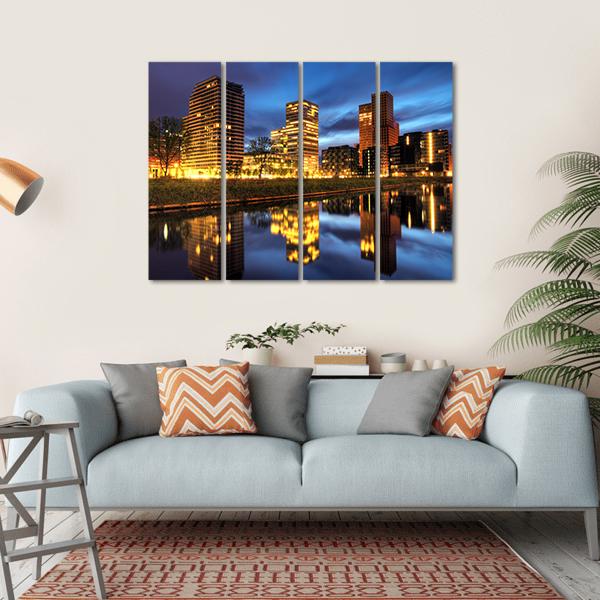 Office Buildings Amsterdam Canvas Wall Art-4 Horizontal-Gallery Wrap-34" x 24"-Tiaracle